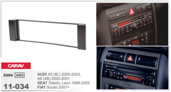 Переходная рамка Audi A3, A4, Fiat Scudo, Seat Toledo, Leon Carav 11-034