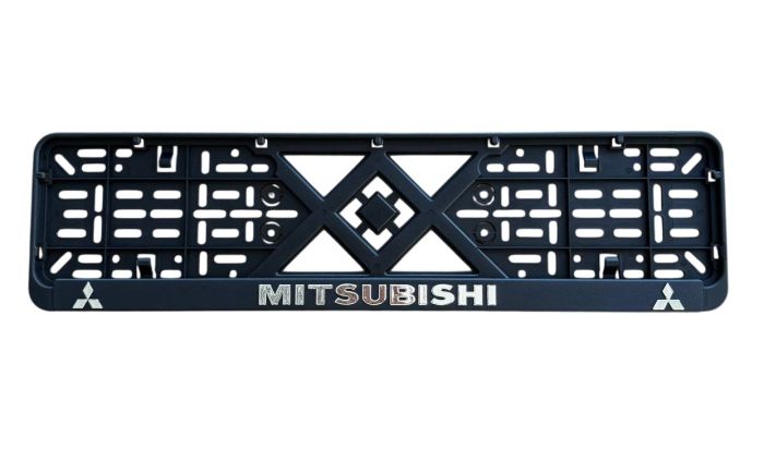Рамка номерного знаку пластик з об'ємними літерами Mitsubishi 52х13,5х2 см (2шт)