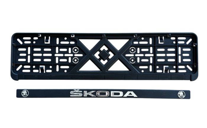 Рамка номерного знаку пластик з об'ємними літерами Škoda 52х13,5х2 см (2шт)