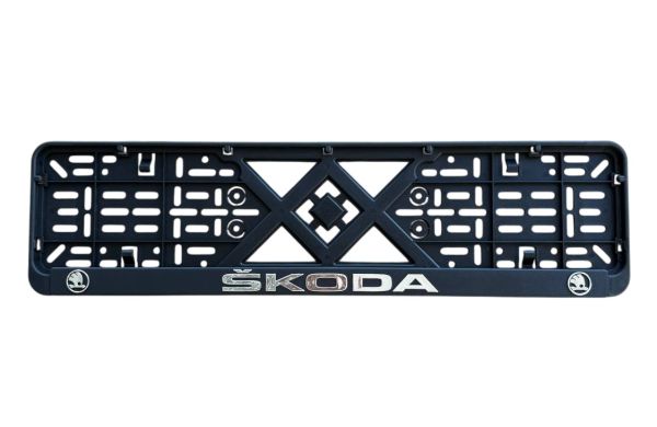 Рамка номерного знаку пластик з об'ємними літерами Škoda 52х13,5х2 см (2шт)
