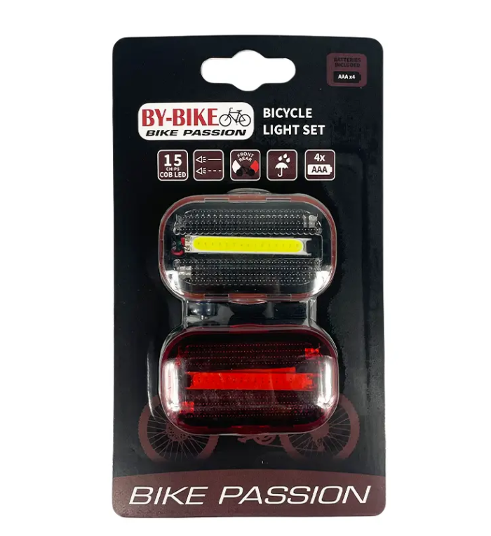 Ліхтарик блимавка на батарейках водозахисний комплект COB LED "BY-BIKE THREE" 2 шт (99173-IS)