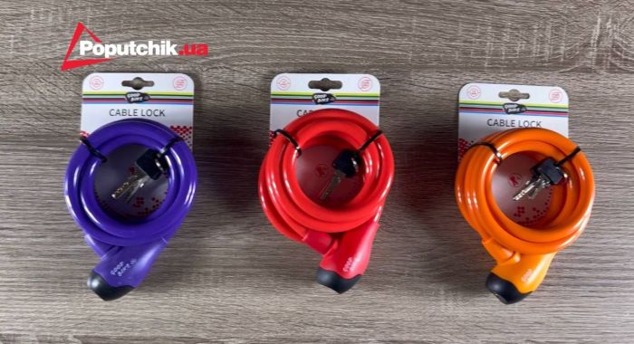 Велозамок тросовий Ø12 x 1500 мм фіолетовий "SECURITY LOCK" (92758V-IS)