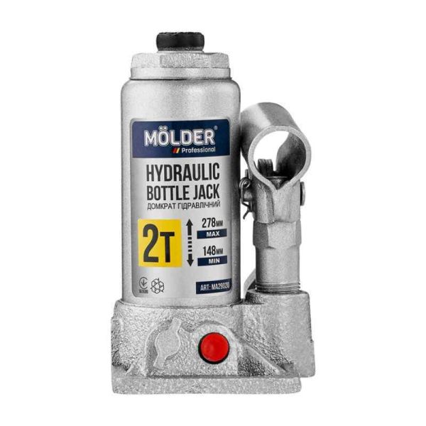Гидравлический бутылочный домкрат 2 тонны Molder 148-278 мм для авто в коробке (MA29020)