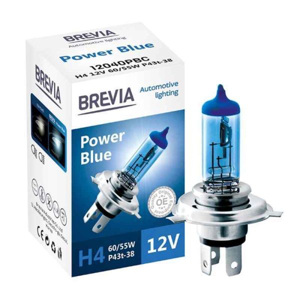 Галогеновая лампа Brevia H4 Power Blue 4200 K 12V 60/55W
