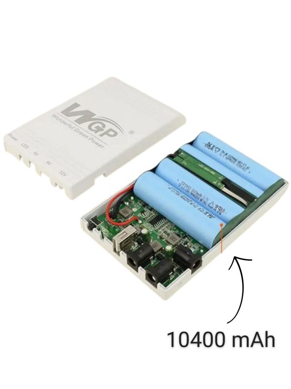 ДБЖ MINI DC UPS WGP103 10400mAh, 5V/9-12V з блоком живлення для роутера, повербанк