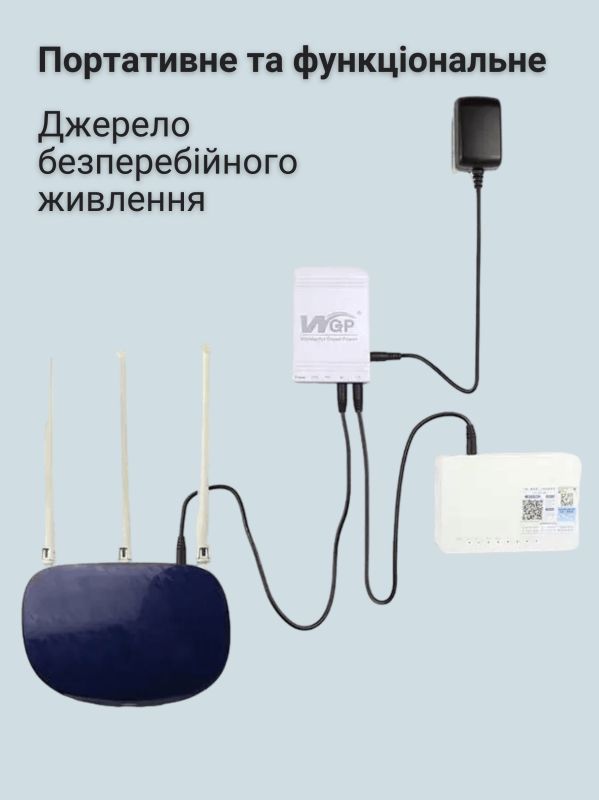 ДБЖ ПРОМО для роутера, повербанк MINI DC UPS WGP103 (10400mAh, 5V/9-12V)