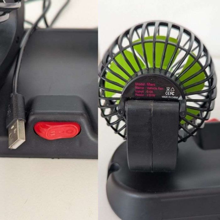 Автомобильный вентилятор USB MARS с двумя головками для салона авто (X666)