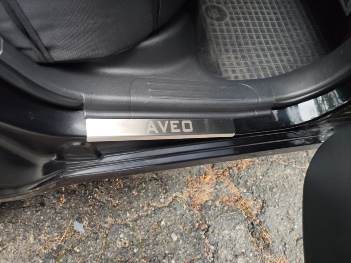 Накладки на дверные пороги Carmos из нержавейки (4 шт.) для Chevrolet Aveo T250 2005-2011 гг
