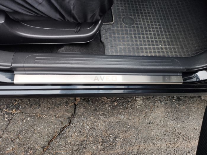Накладки на дверные пороги Carmos из нержавейки (4 шт.) для Chevrolet Aveo T250 2005-2011 гг
