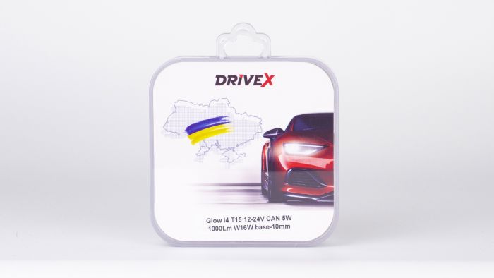 Світлодіоди в габаритні вогні. Підсвітку номера та салона DriveX Glow I4 T15 12-24V CAN 5W 1000Lm W16W base-10mm к-т.