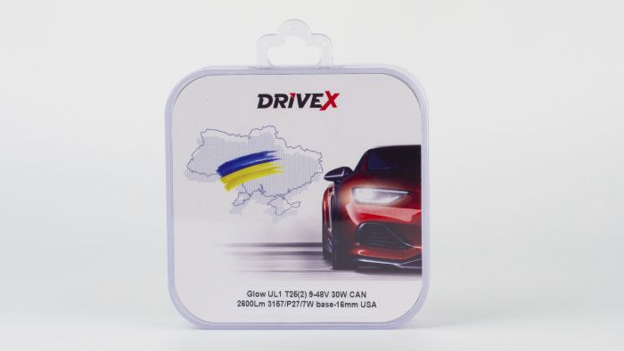 Світлодіоди в габаритні вогні. Підсвітку номера та салона DriveX Glow UL1 T25(2) 9-48V 30W CAN 2600Lm 3157/P27/7W base-16mm USA к-т.