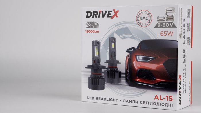 LED лампи автомобільні DriveX LED лампи серії AL-15 HB4(9006) 65W 9-60V 5.5K к-т.
