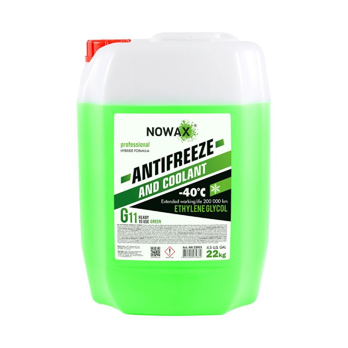 Охлаждающая жидкость Nowax G11-40 зеленая 22 кг для автомобиля (NX22003)