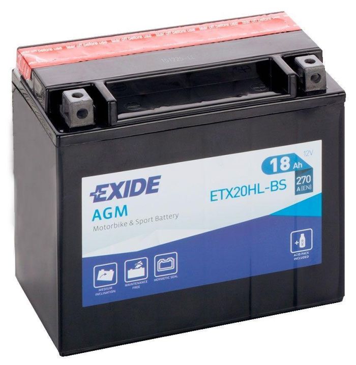 Мото акумулятор EXIDE AGM 6СТ-18Ah АзЕ (-/+) 12В 270А (EN)