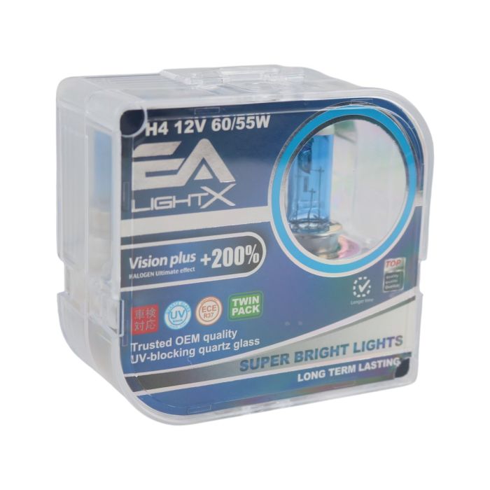 Галогенные лампы H4 EA Light X 12V 60/55W P43t VISION PLUS +200%