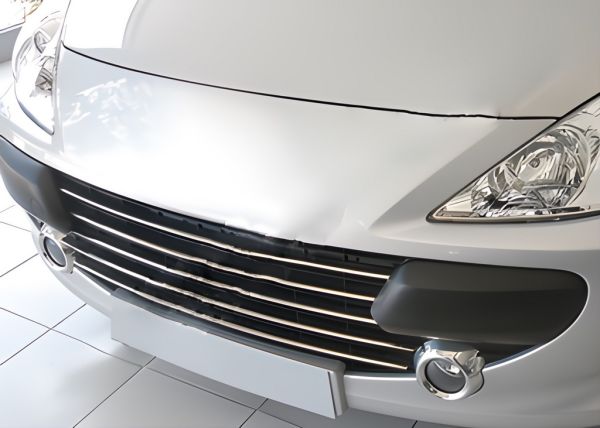 Хром Накладки на Решетку (2005-2008, 5 шт, Нержавейка) для Peugeot 307
