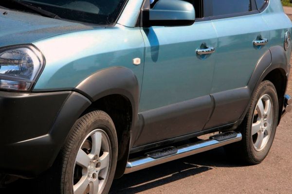 Боковые трубы BB002 (2 шт., нержавейка) для Hyundai Tucson JM 2004- гг