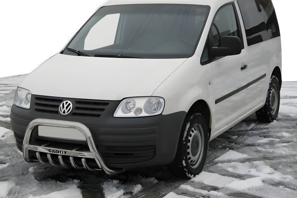 Кенгурятник WT003 (нержавейка) 60мм, с надписью для Volkswagen Caddy 2004-2010 гг