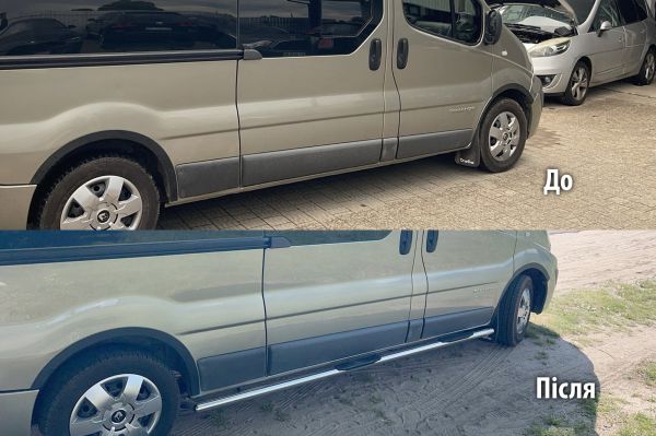 Боковые трубы BB002 (2 шт., нержавейка) 70 мм, короткая база для Renault Trafic 2001-2015 гг