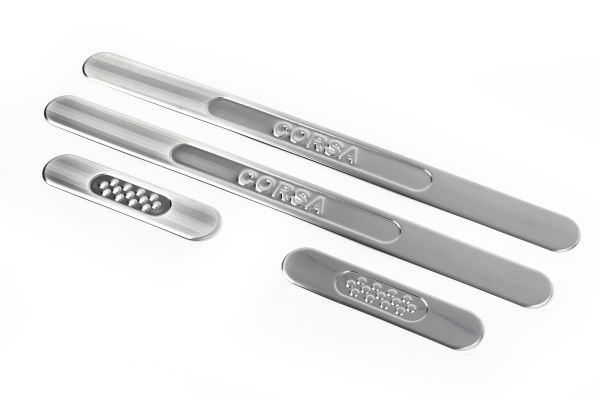 Накладки на пороги OmsaLine нержавейка Передние и задние для Opel Corsa D 2007-2014 гг