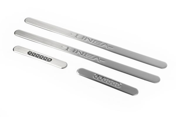 Накладки на пороги OmsaLine (4 шт, нержавейка) для Fiat Linea 2006-2018 гг