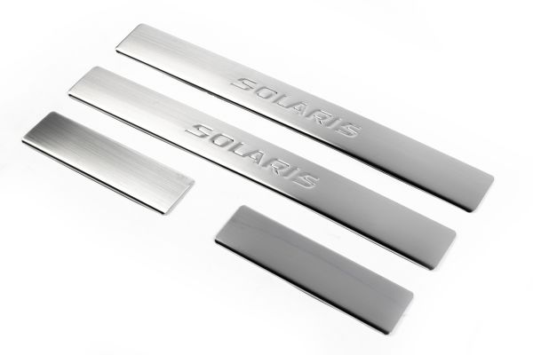 Накладки на пороги OmsaLine Solaris (4 шт, нержавейка) для Hyundai Accent 2011-2017 гг