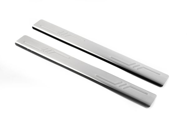 Накладки на пороги OmsaLine (2 шт, нержавейка) для Peugeot 107 2005-2014 гг