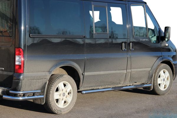 Боковые трубы BB002 (2 шт., нержавейка) 70 мм, L1 (короткая) для Ford Transit 2000-2014 гг