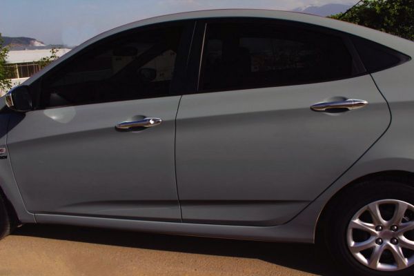 Хромированные Накладки на Ручки Дверей (4 шт, Нержавейка) OmsaLine - Итальянская Нержавейка для Hyundai Accent 2011-2017 гг