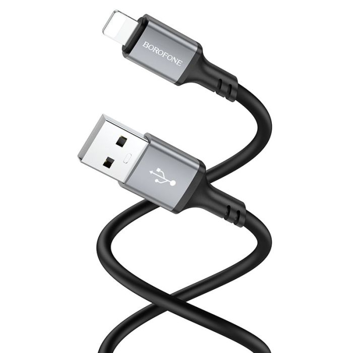 Кабель BOROFONE BX83 iP Famous silicone charging data cable Black (6974443386356)