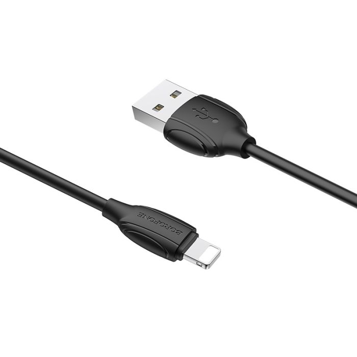 Кабель BOROFONE BX19 USB to iP 2.4A, 1m, PVC, TPE connectors, Black (6931474701756)