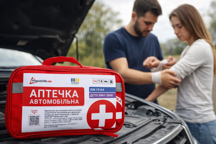 Аптечка медична автомобільна  згідно ТУ ( DIN 13164+ДСТУ 3961-2000 зміна 2)