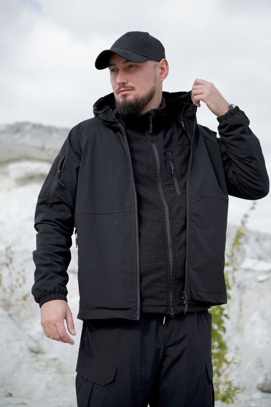 Водоотталкивающий костюм черный 4W Stretch Militex