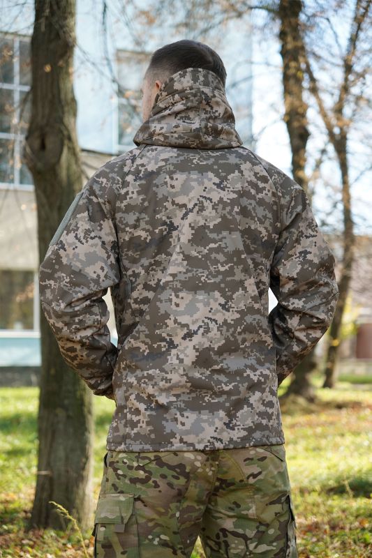 Куртка Windproof Softshell ветрозащитная (пиксель), водостойкая, флис 320 г/м²