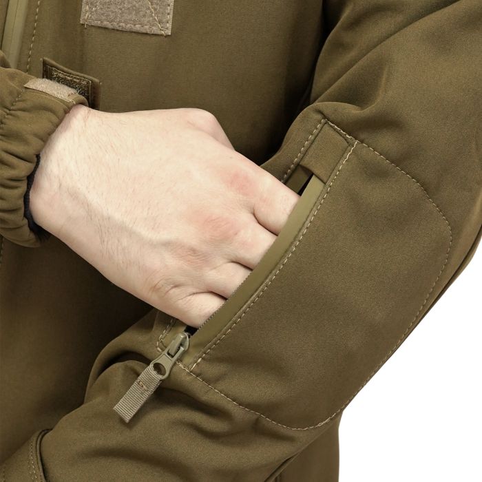 Куртка Windproof Softshell ветрозащитная (койот), водостойкая, флис 320 г/м²