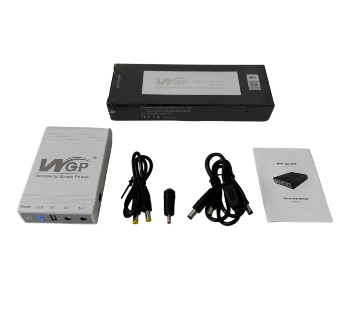 ДБЖ MINI DC UPS WGP103 10400mAh, 5V/9-12V з блоком живлення для роутера, повербанк