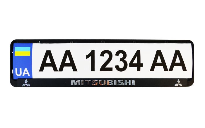 Рамка номерного знаку пластик з об'ємними літерами Mitsubishi 52х13,5х2 см (2шт)