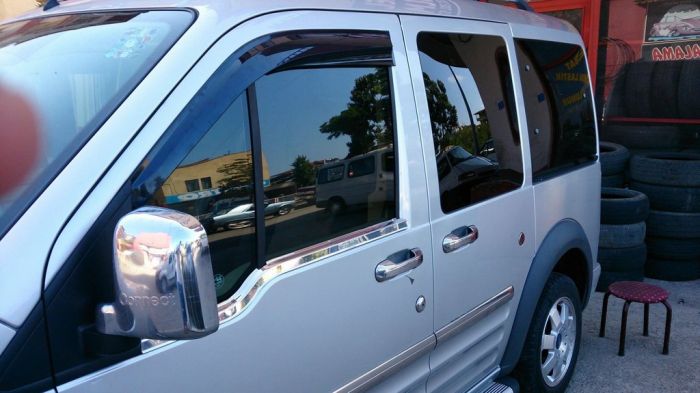 Наружные молдинги окон (2 шт., нержавейка) Carmos - Турецкая Нержавеющая Сталь для Ford Connect 2002-2006 гг