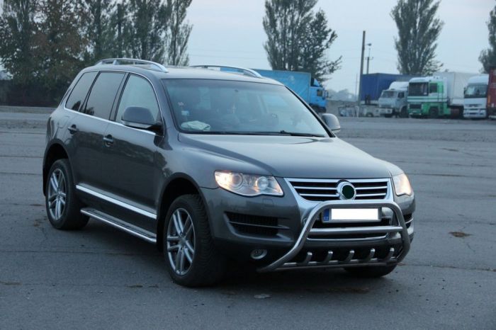 Защита переднего бампера WT003 Special (нерж) для Volkswagen Touareg 2002-2010 гг