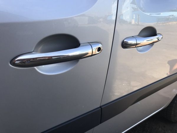 Накладки на дверные ручки из нержавеющей стали 4 шт, Carmos - Турецкая сталь для Renault Kangoo 2008-2020 гг