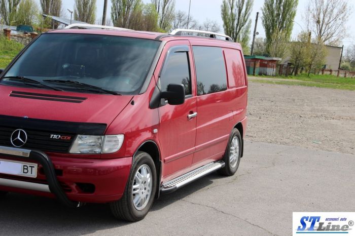 Боковые Подножки Allmond Grey (2 шт., Алюминий) для Mercedes Vito W638 1996-2003 гг