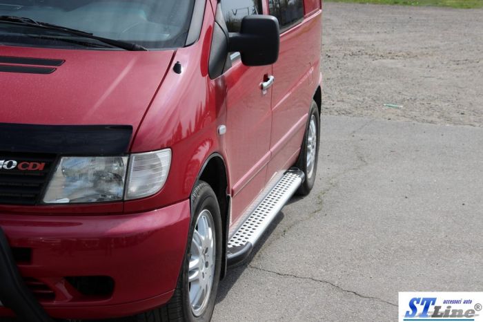 Боковые Подножки Allmond Grey (2 шт., Алюминий) для Mercedes Vito W638 1996-2003 гг