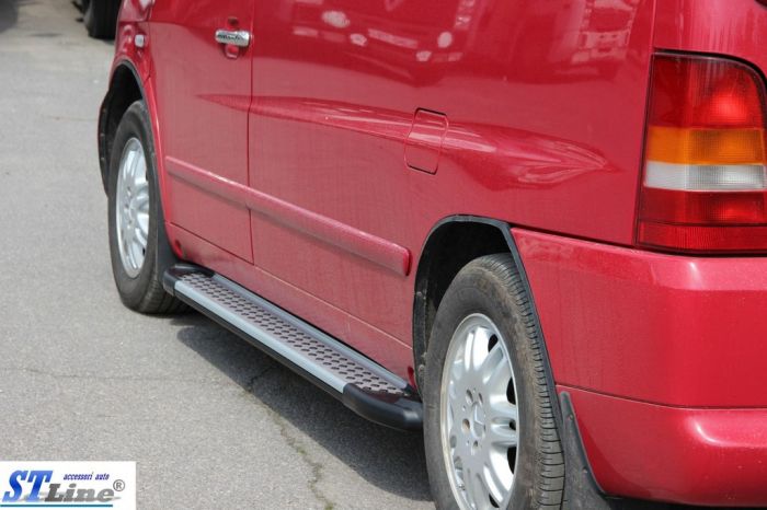 Боковые Подножки Allmond Grey (2 шт., Алюминий) для Mercedes Vito W638 1996-2003 гг