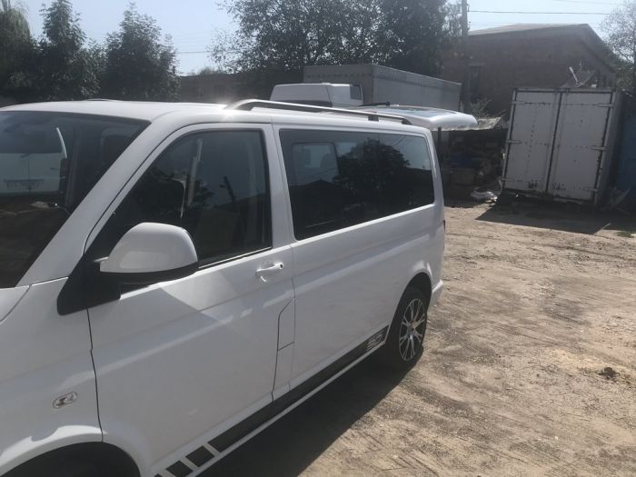 Черные рейлинги Короткая база, пластиковые ножки для Volkswagen T5 Multivan 2003-2010 гг