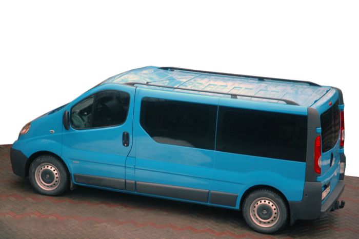 Черные рейлинги Короткая база, Пластиковые ножки для Nissan Primastar 2002-2014 гг