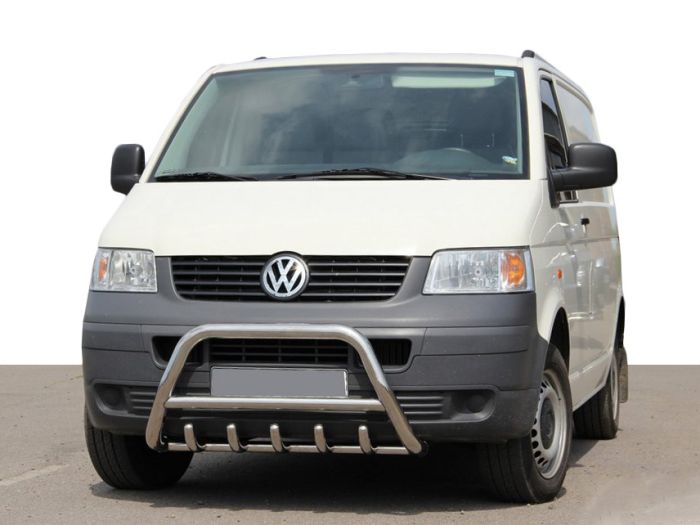 Кенгурятник WT003 (нержавейка) 60мм, с надписью для Volkswagen T5 Transporter 2003-2010 гг