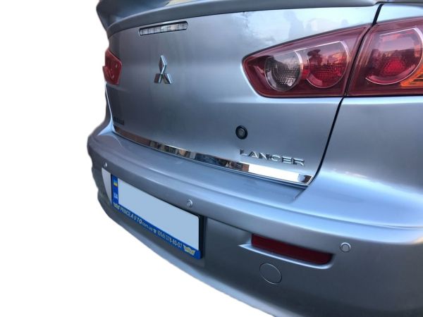Накладка на задний бампер нержавейка OmsaLine - Итальянская Нержавейка для Mitsubishi Lancer X 2008- гг
