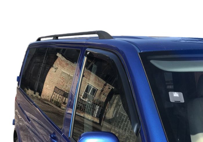 Черные рейлинги Короткая база, пластиковые ножки для Volkswagen T5 Multivan 2003-2010 гг
