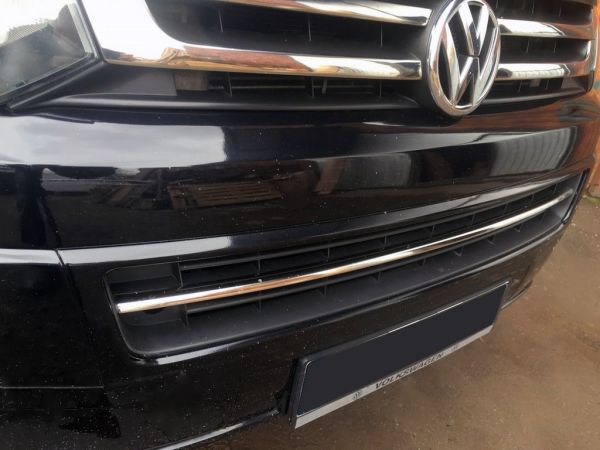 Накладка на решетку бампера (нержавейка) OmsaLine - Итальянская Нержавейка для Volkswagen T5 2010-2015 гг