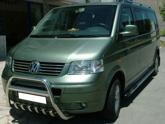 Кенгурятник WT003 (нержавейка) 60мм, с надписью для Volkswagen T5 Transporter 2003-2010 гг